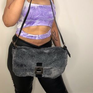 Tianni Y2K fluffy silver buckle mini purse